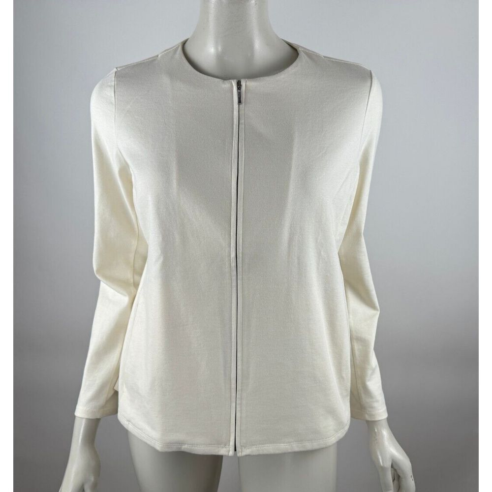 Eileen Fisher Organic Cotton Ponte Zip-Front Jacket Women PS EUC Long Sleeve